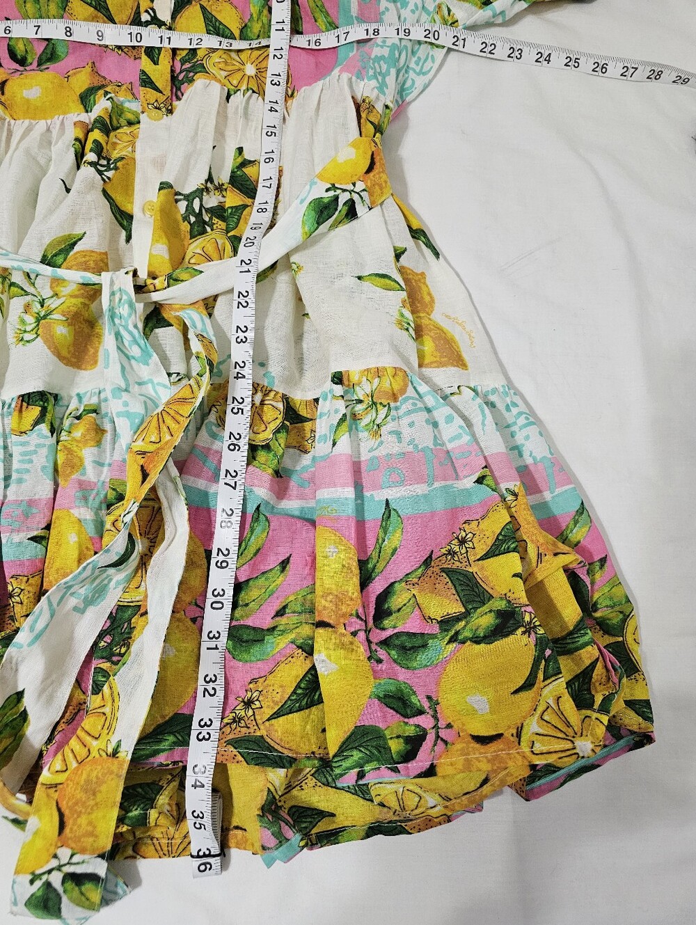 Amira Santorini Lemon Grove Tiered Mini Dress One Size 100% Cotton Mediterranean - Picture 8 of 8